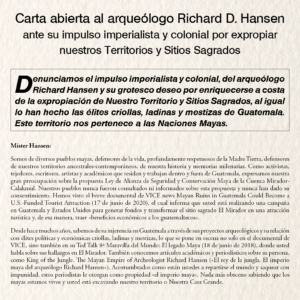Carta abierta al arqueólogo Richard D. Hansen