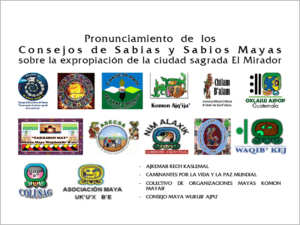 Portada de pronunciamiento de sabias y sabios Mayas